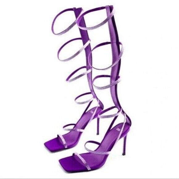 Zara Rhinestone Strap High Heel Gladiator Sandal - Picture 3 of 5